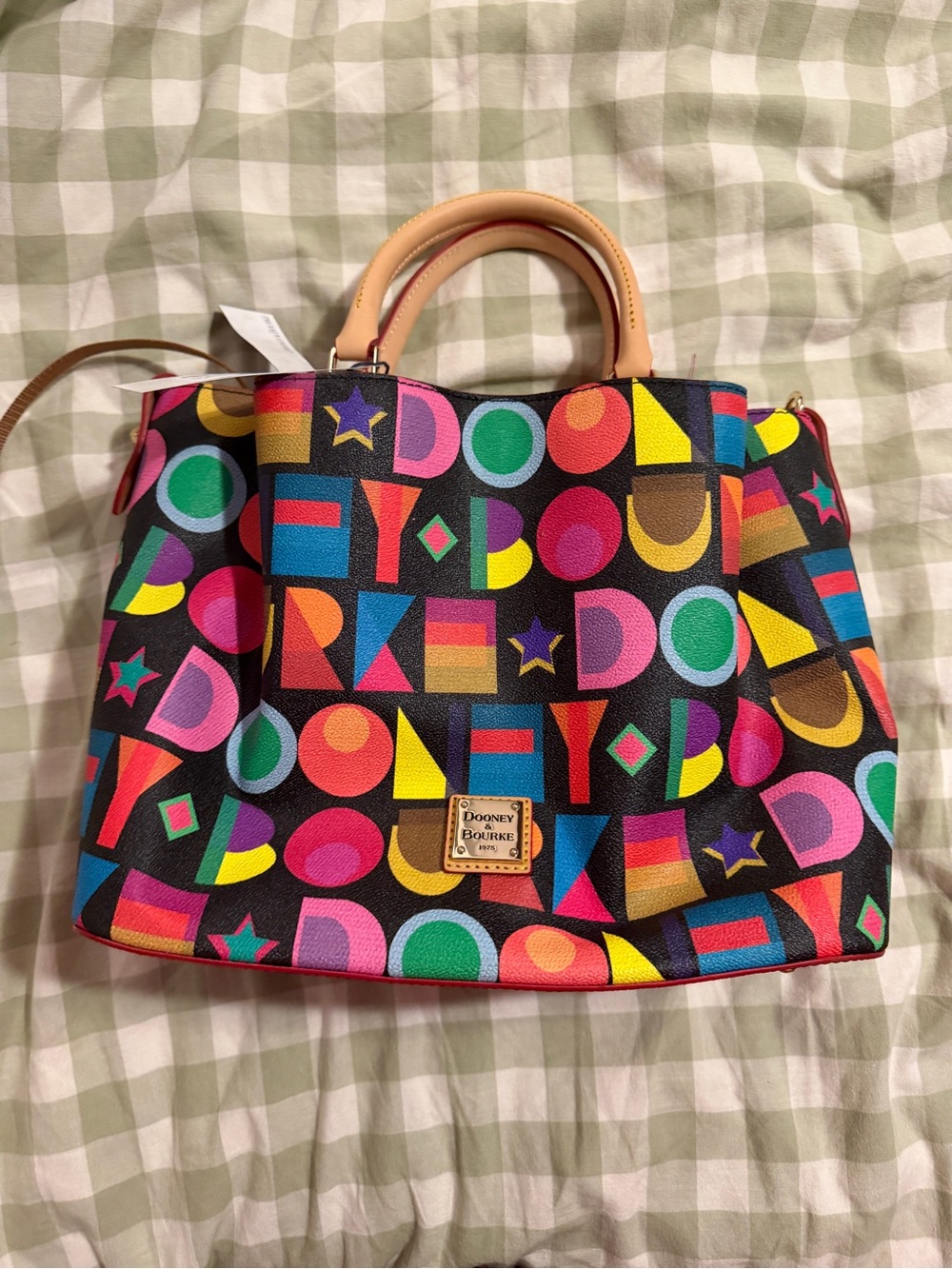 Dooney & Bourke Black Multicolor Geometric Logo Tote